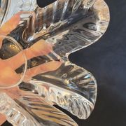 Vannes le Chatel coupe vide poche en cristal forme végétale années 50 - 60