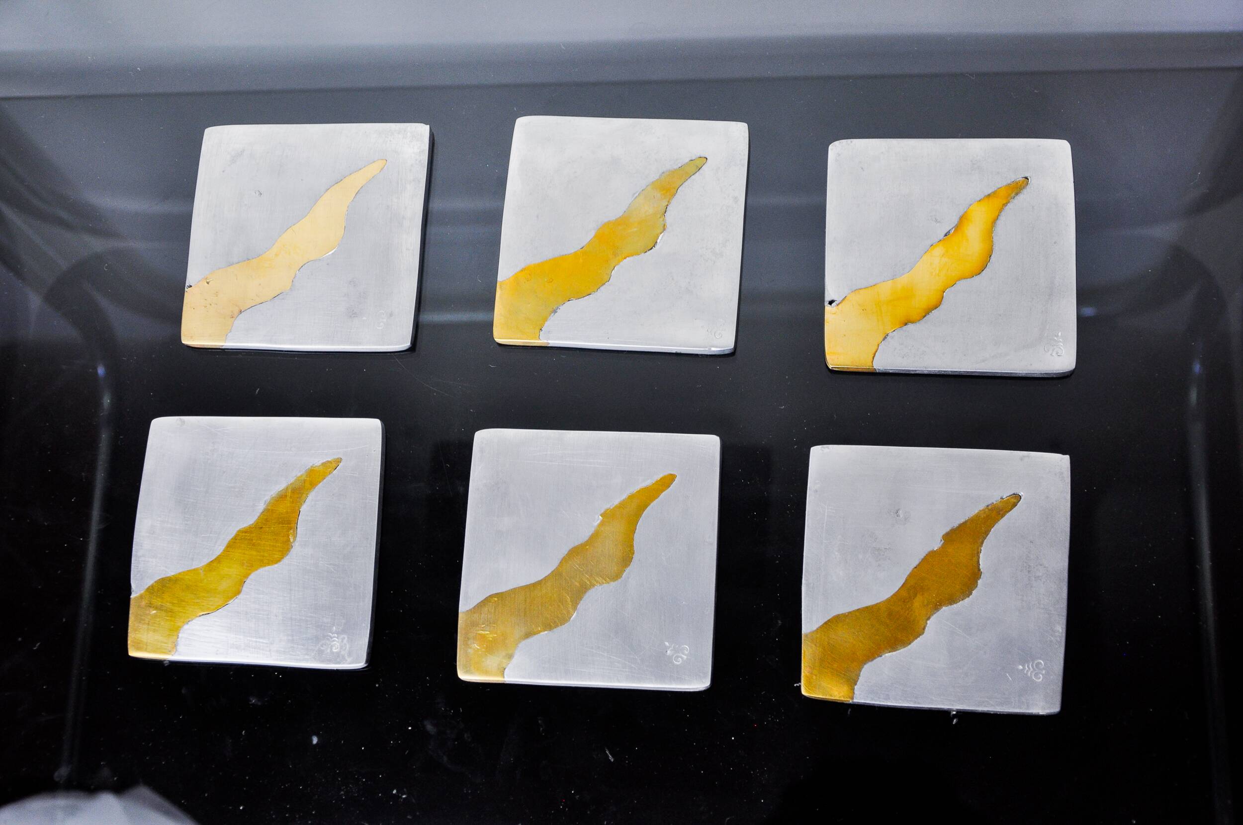 Set of 6 Brutalist Coasters by Garcia Marquez, Spain, 1970