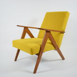 Scandinavian armchair, 60s, fully restored, yellow fabric
