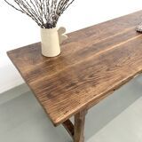 Authentic French farmhouse table from 1890 in solid oak with two drawers.