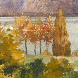 Old painting, landscape of a Swiss lake, signed A Bezencon, dated 1921