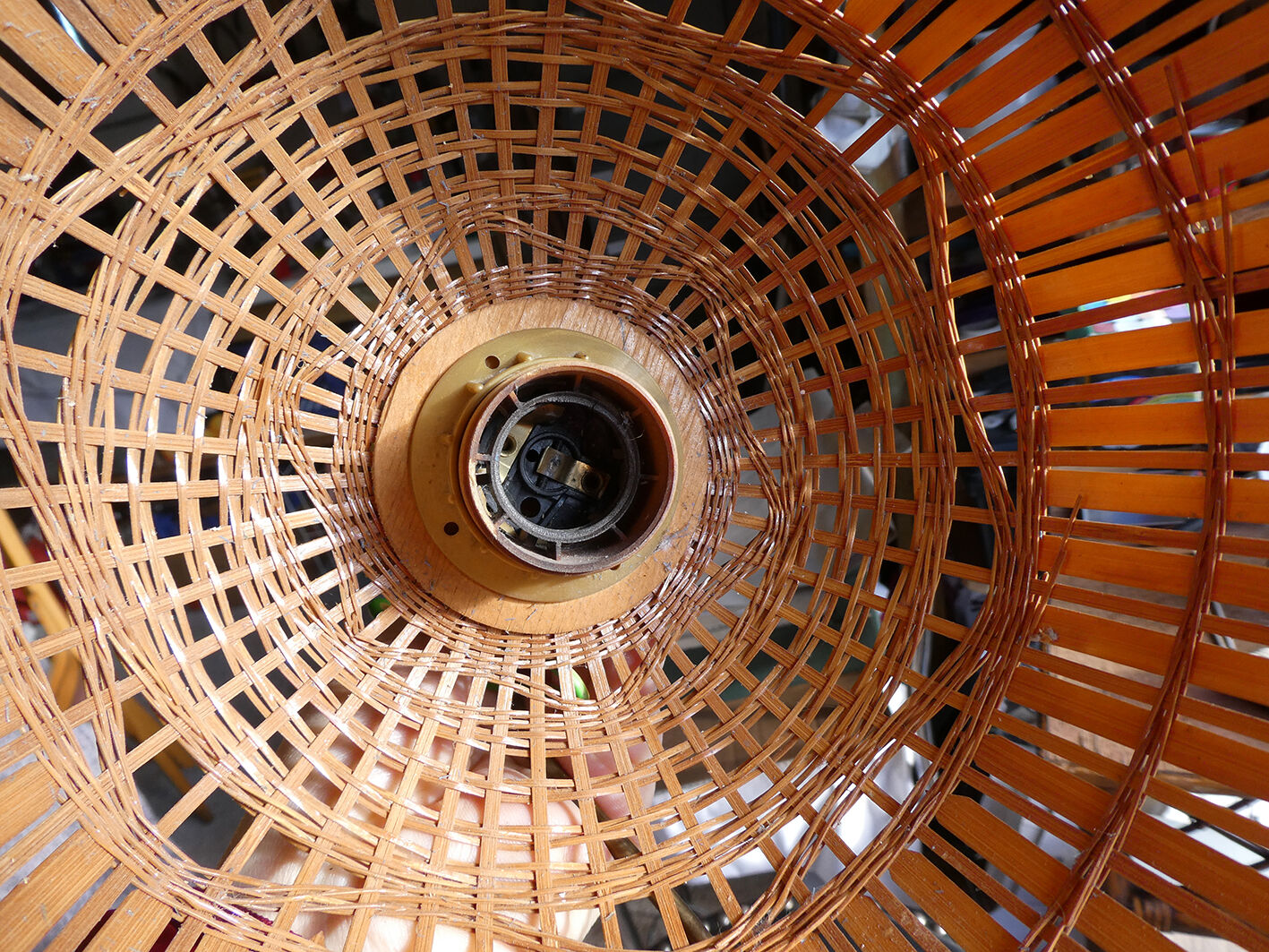 Vintage suspension "colonial" style in rattan and wicker