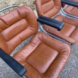Chrome bench and camel leather