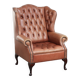 Classic English cowhide button seat chesterfield wingback armchair