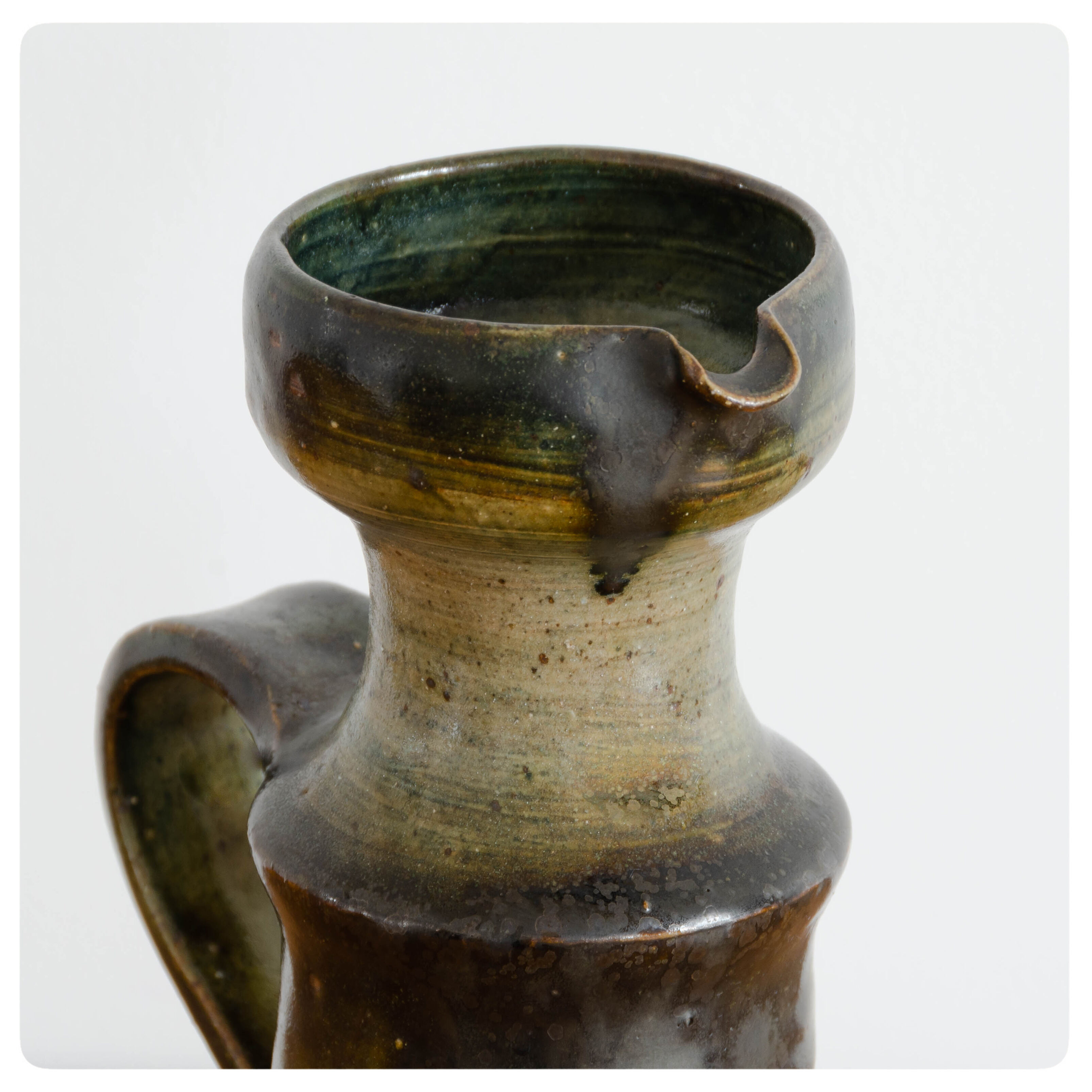 Enamelled sandstone pitcher by Francoise Chedeville - France - Circa 1960.