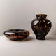 Vintage Murano Glass Vase and Bowl in Tortoise Shell Optic - Amber-Brown Glass Art