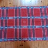 Vintage tablecloth and its 12 monogrammed red cotton towels AM