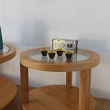 Round Tables with Glass Tops, Set of 3.