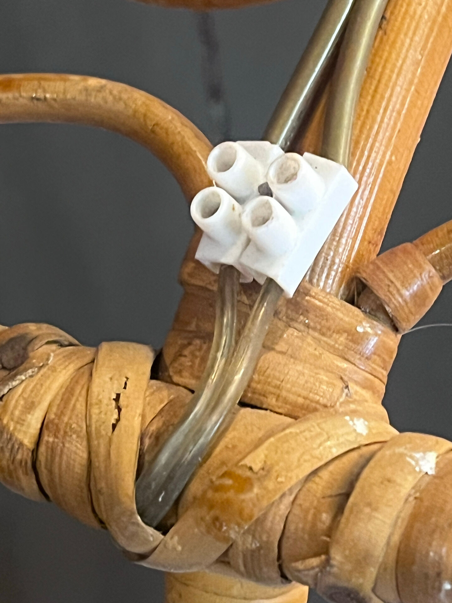 Pair of rattan wall lights