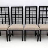 Four Black Lacquered High Back Chairs, 1979
