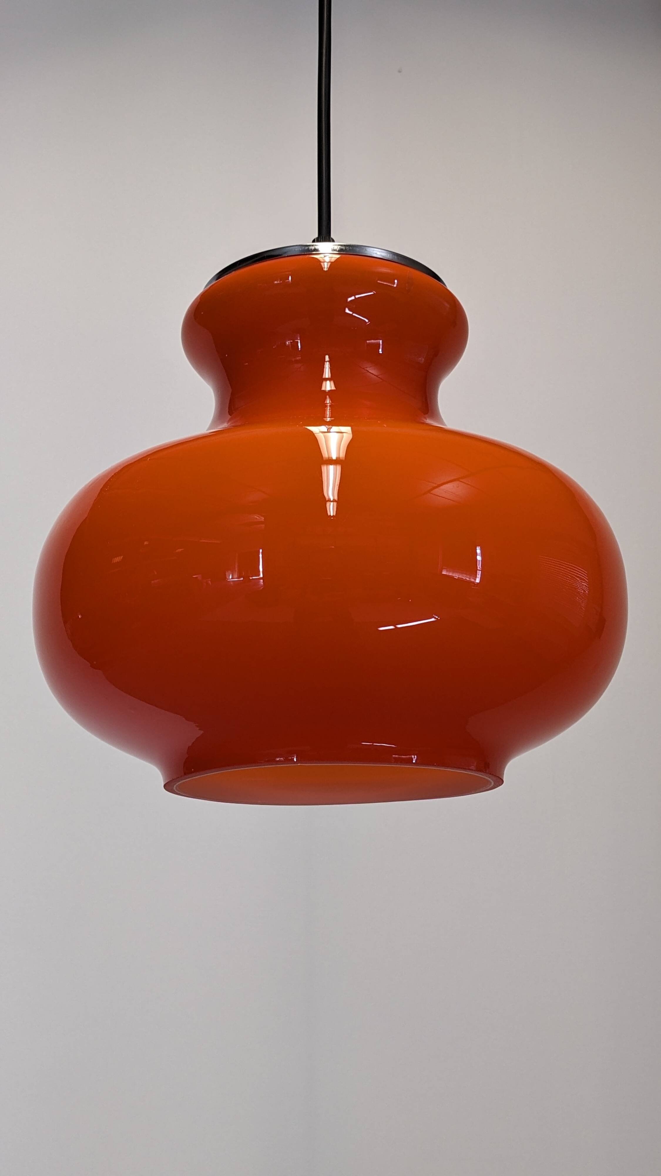 Orange opaline pendant light from the 60s/70s