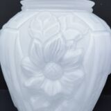 Large art deco glass vase with French floral decor H. 29.5 cm