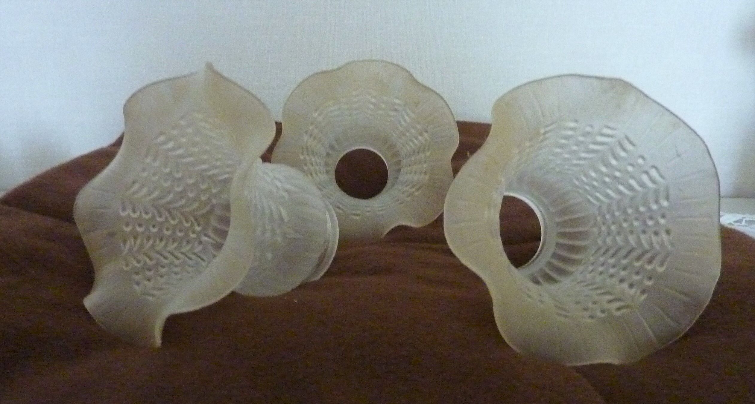 6 old vintage globes tulip shape frosted white glass