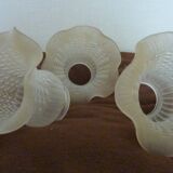 Lot 6 anciens globes vintage forme tulipe verre blanc dépoli