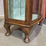 1950s English walnut display cabinet