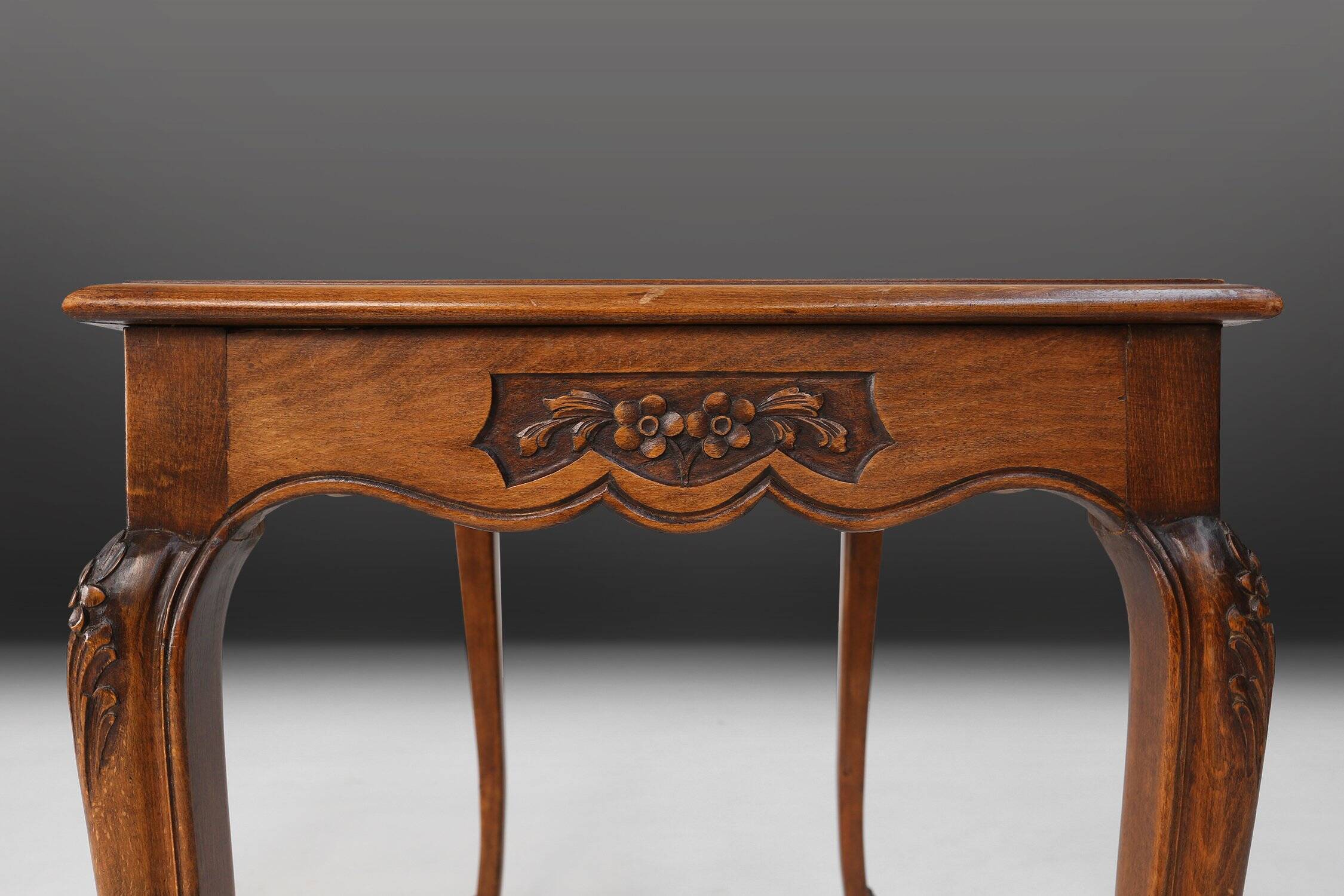 Sculpted Side Table in Wood, Glass & Rattan, France 1950s