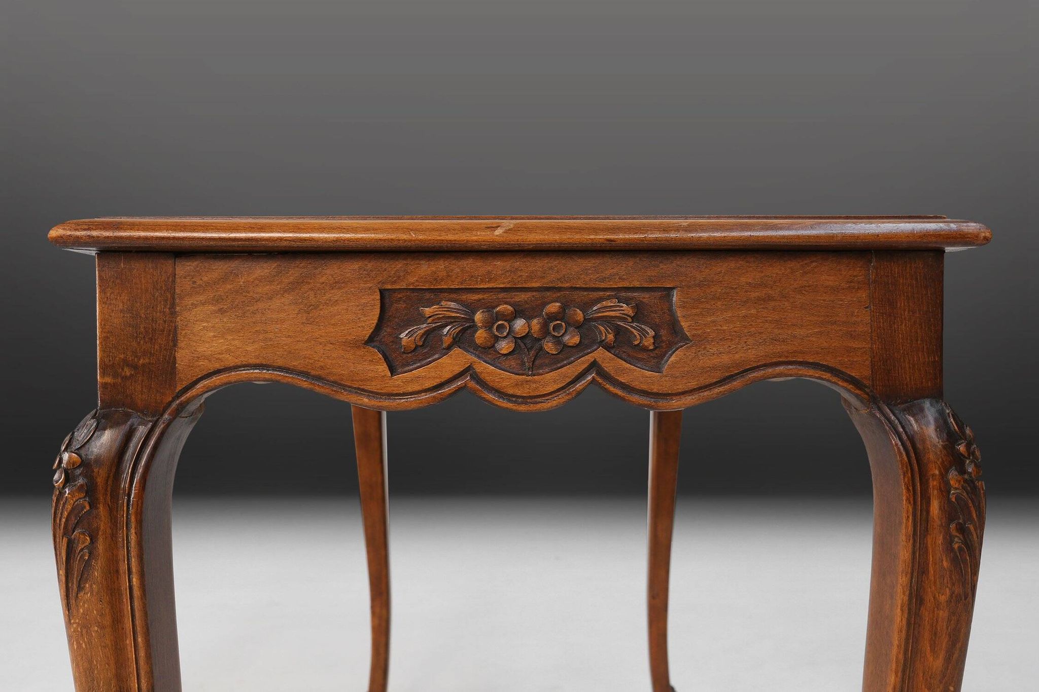Sculpted Side Table in Wood, Glass & Rattan, France 1950s