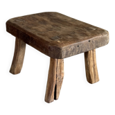 Tabouret d'appoint en teck massif rectangulaire arrondi