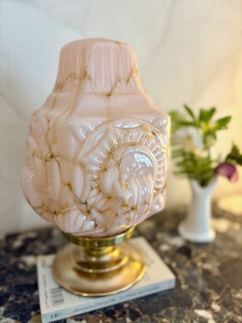 Lampe Art Déco Building en opaline marbrée