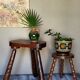 Vintage tripod stool form free feet solid wooden rockets