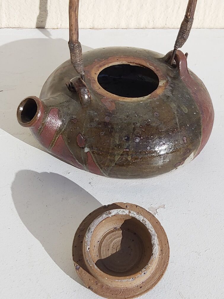 Signed vintage sandstone teapot
