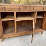 Renovated art deco sideboard in solid oak and marble