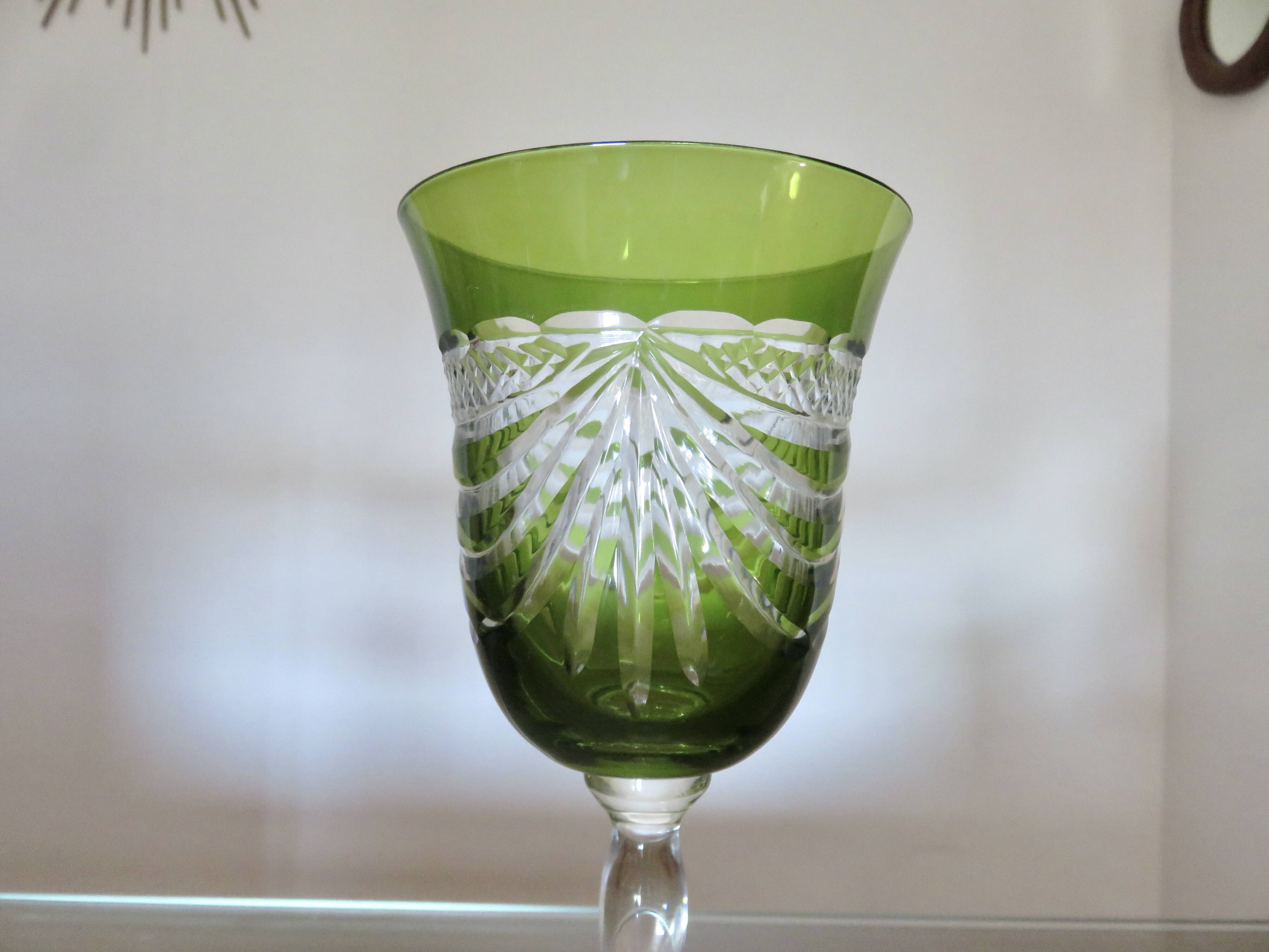 Service cristal couleur "Cristalleries de Lorraine" carafe et 5 verres