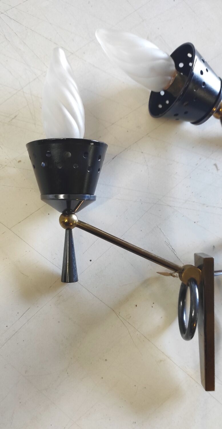 Polished varnished bronze wall lights from the Lunel house - 1950s