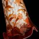 Art Nouveau lamp signed LAFLOR, marbled glass with enamel floral decoration.