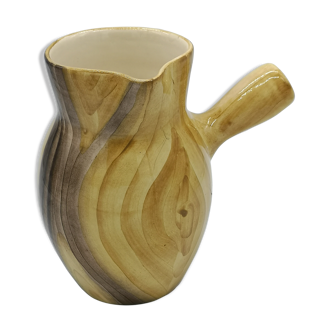 Vintage ceramic pitcher Vallauris Grandjean Jourdan faux wood