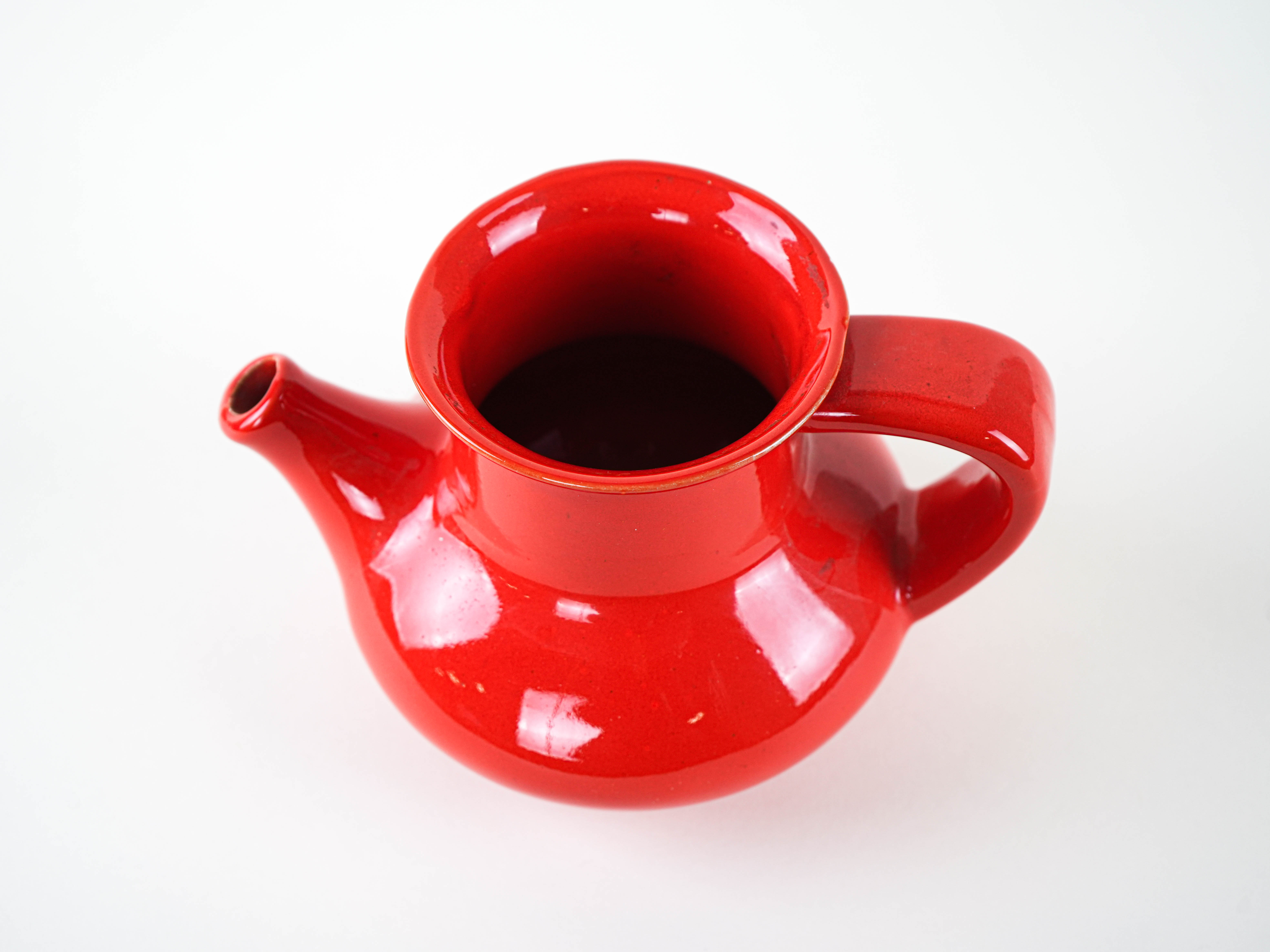 Red ceramic jug, Danish design, 1960s, made in Denmark