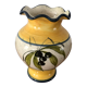 Vase signed Vallauris handmade trendy decoration of Olivier yellow, cream and blue