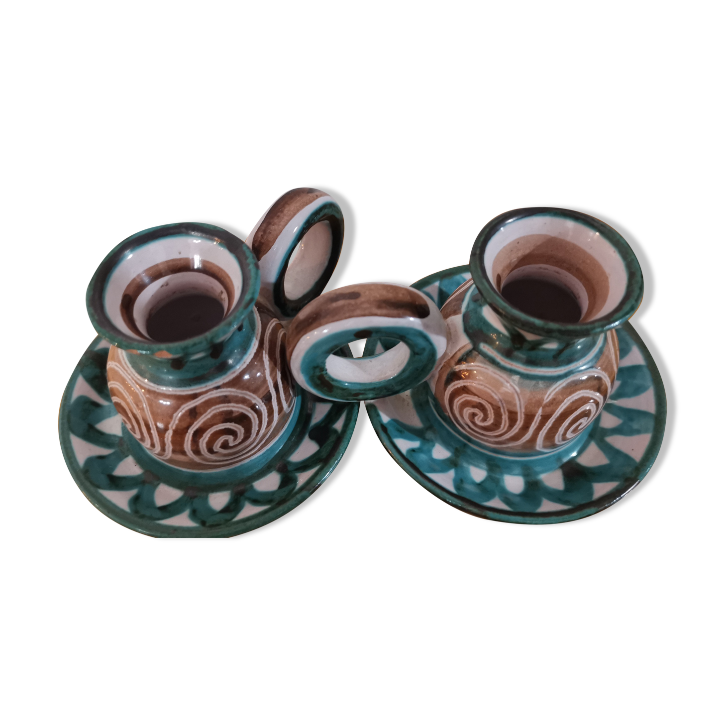 2 Handheld candlesticks design ceramic Robert Picault