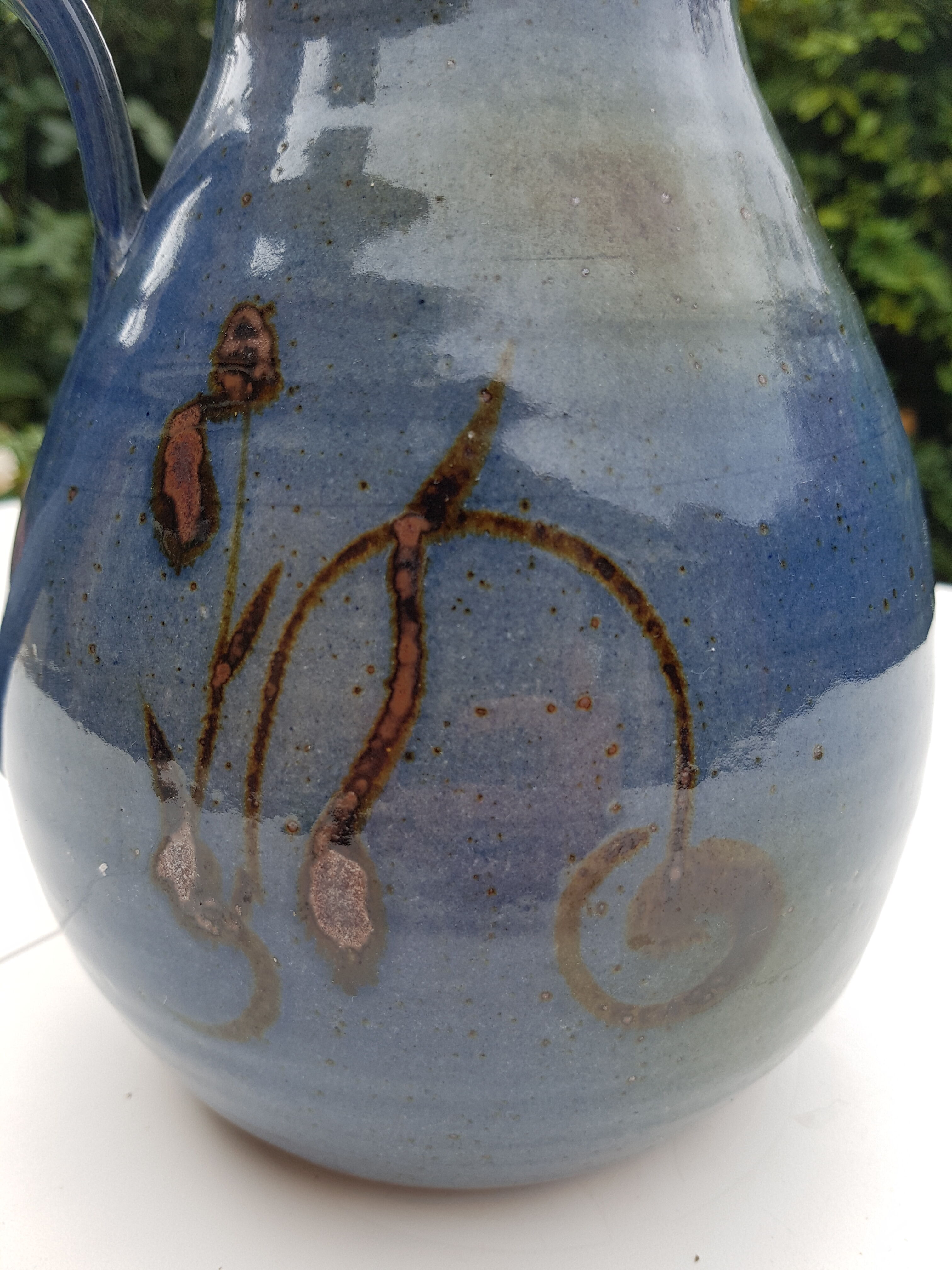 Enamel sandstone carafe signed 1980s