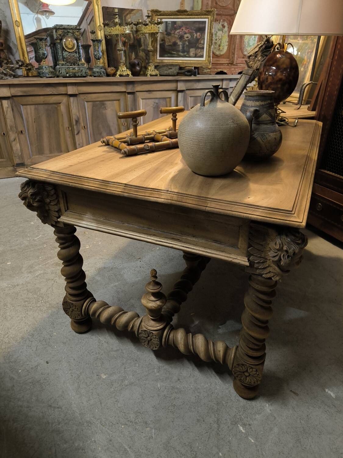 19th century desk in natural solid walnut.