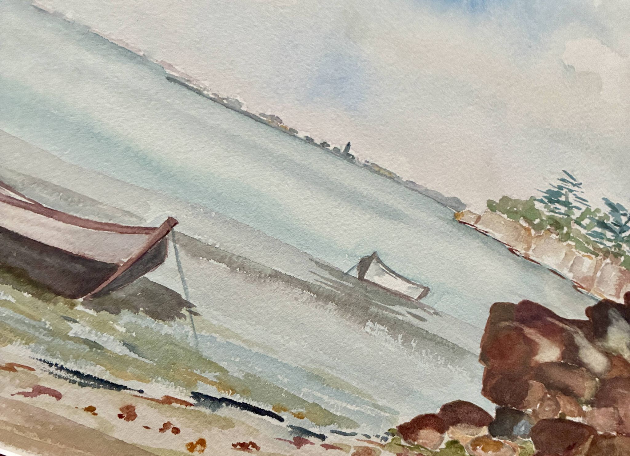 Aquarelle ancienne encadrée Golf du Morbihan