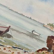 Aquarelle ancienne encadrée Golf du Morbihan