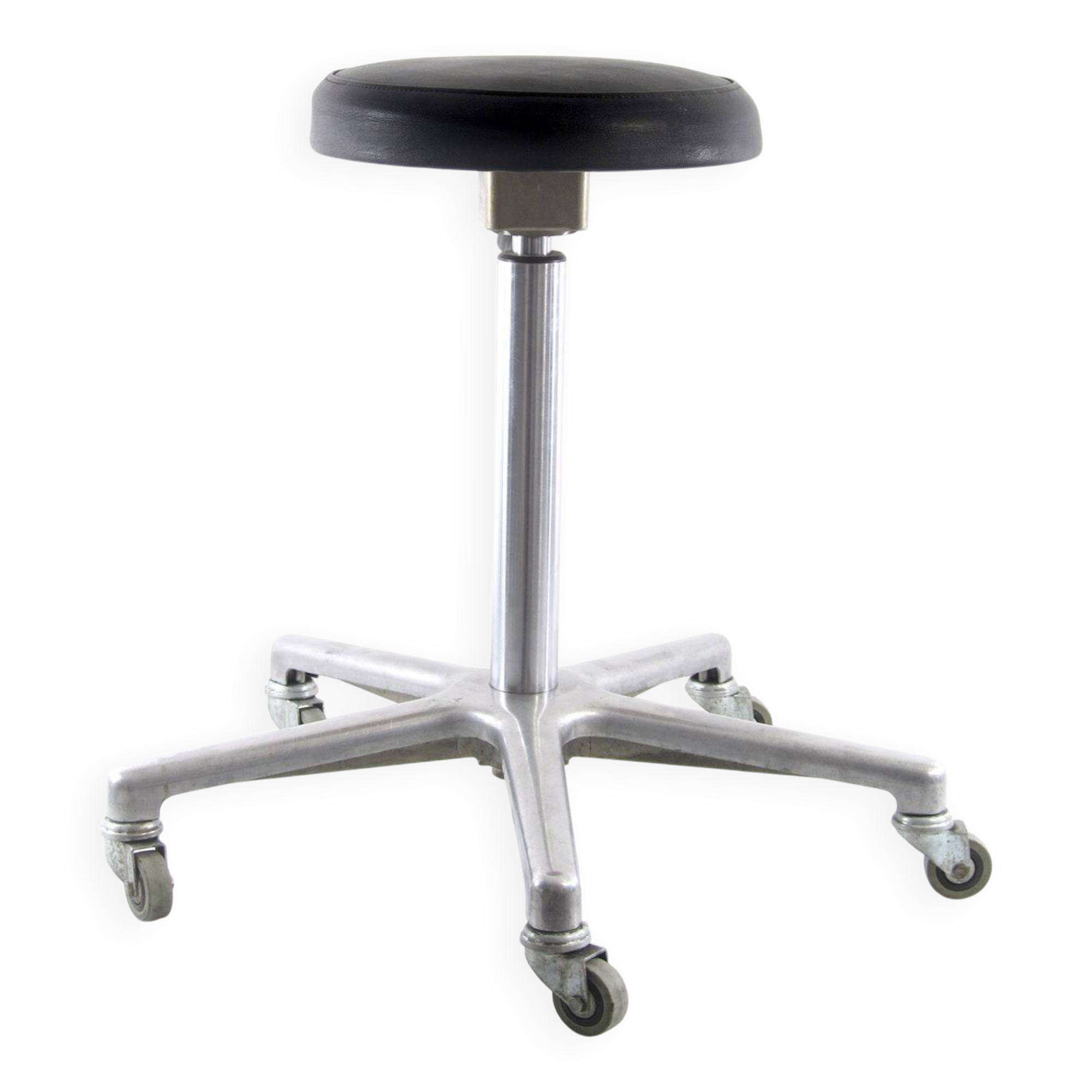 Sixties vintage aluminium adjustable dentist stool