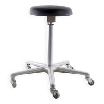 Sixties vintage aluminium adjustable dentist stool