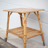 Bamboo table with wheels, bamboo service with wheels, servant, interior decoration