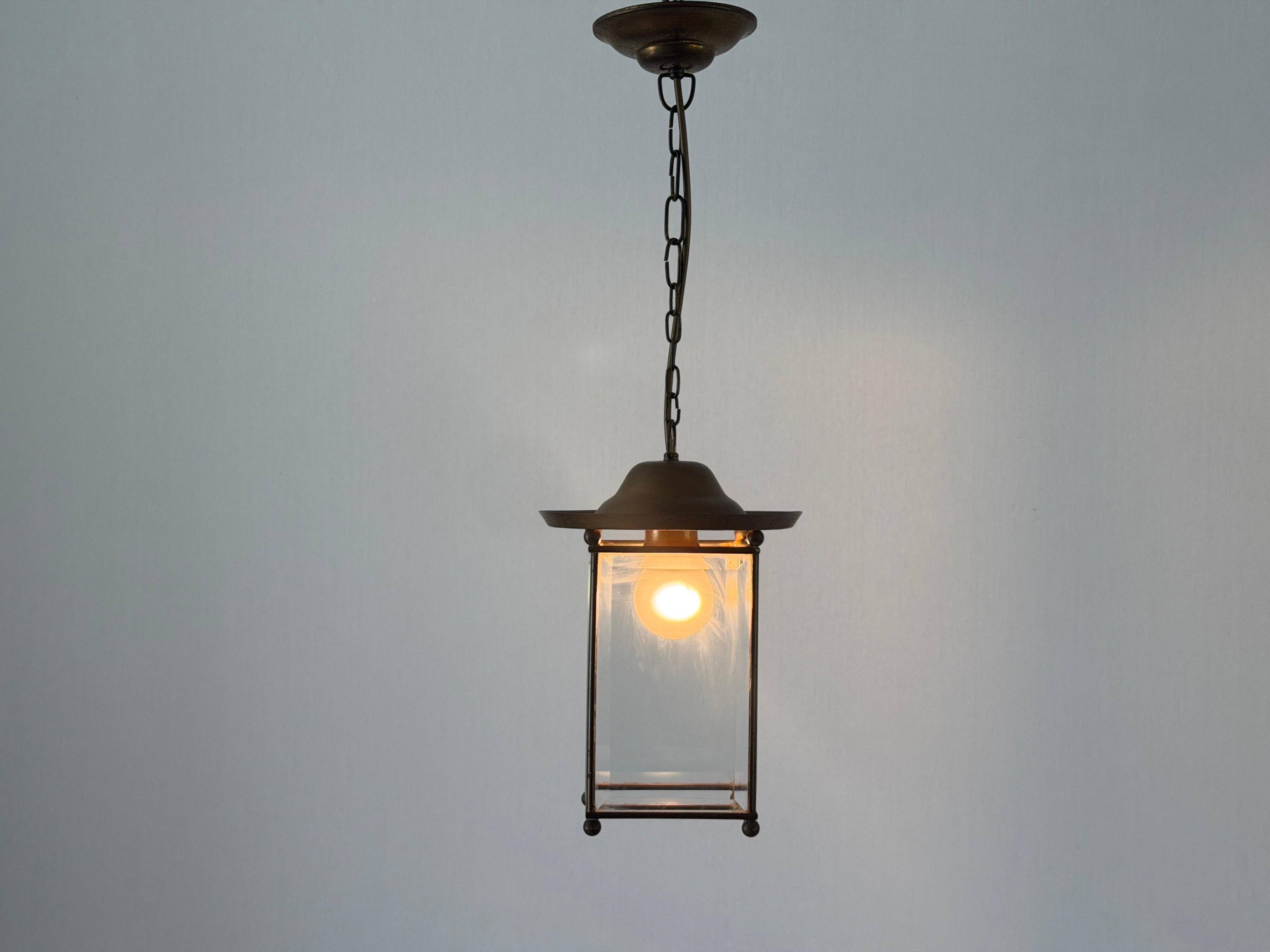 Art Deco ceiling light in brass and glass, 1940s, Germany