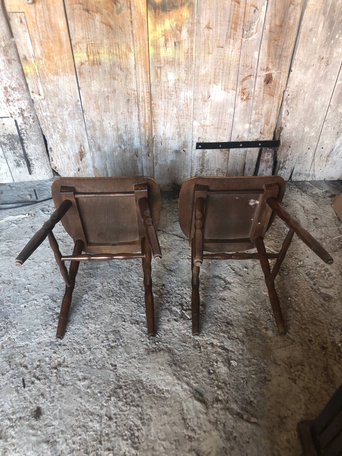 Pair of vintage Baumann western style wooden chairs #a326