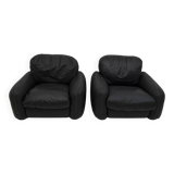 Pair of Piumotto Italian Leather Armchairs by Arrigo Arrighi for Busnelli,