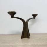 Brutalist bronze candle stick by Michael Harjes , 1970s