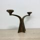 Brutalist bronze candle stick by Michael Harjes , 1970s