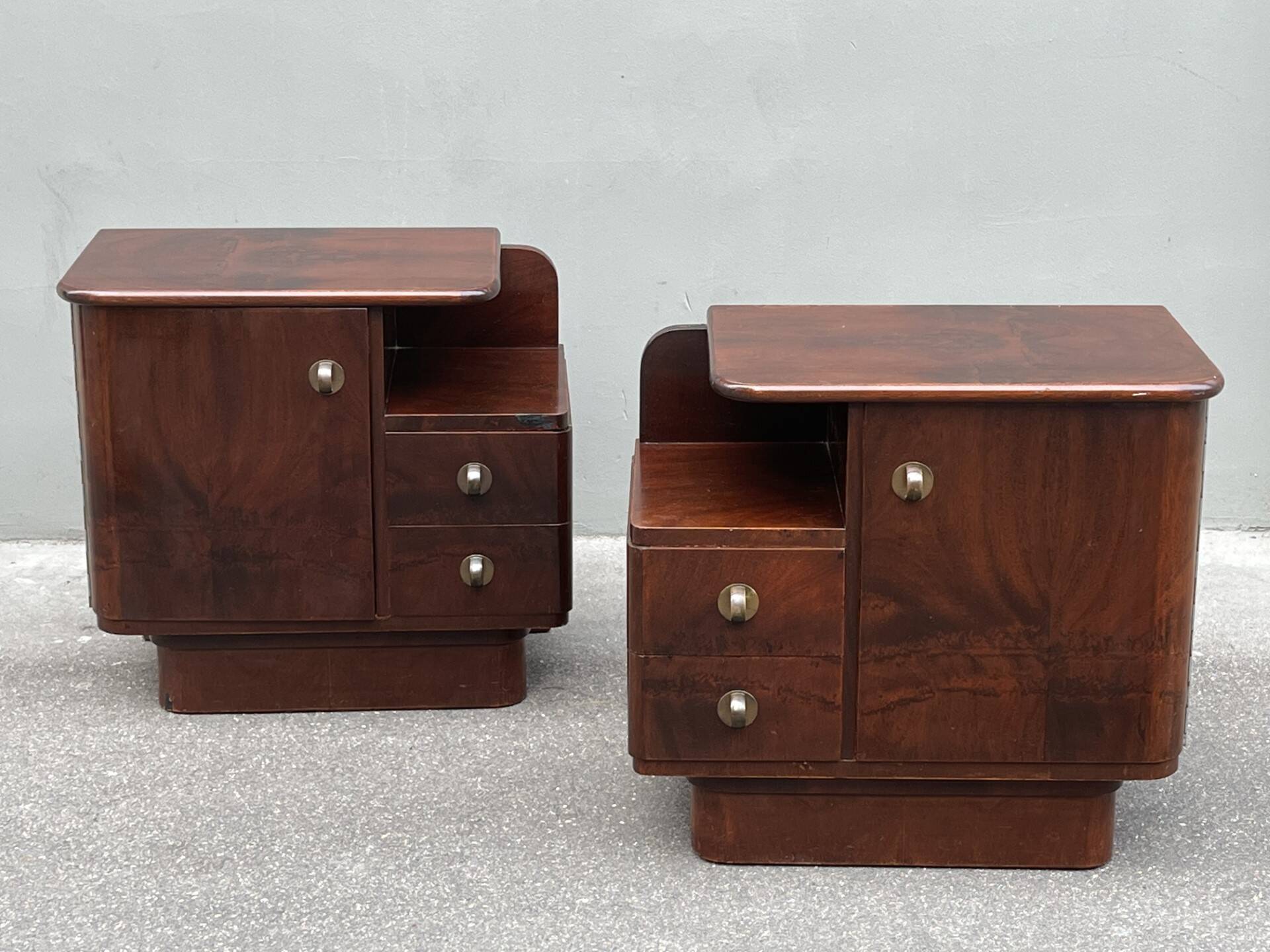 Pair of Art Deco Mahogany bedside tables
