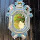 Venetian mirror in colourless and blue Murano glass, circa 1930.