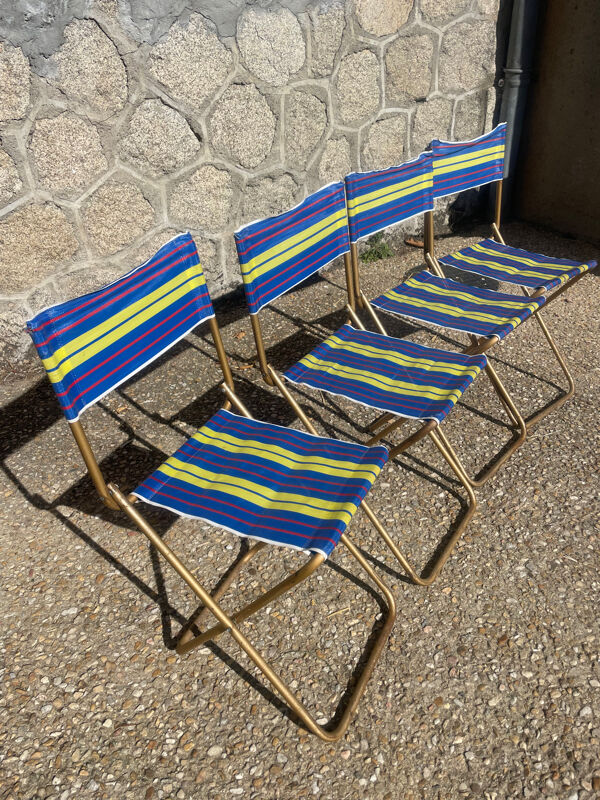 Lot de 4 chaises pliantes camping vintage