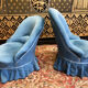 2 toad armchairs in blue velvet