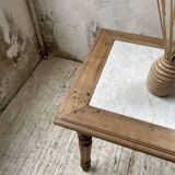 Walnut and marble bistro table 1890